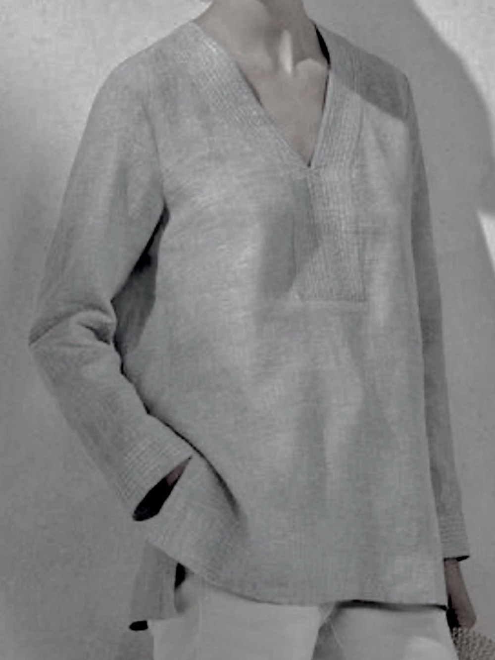 Poetry Light Gray 100% Linen Top Tunic